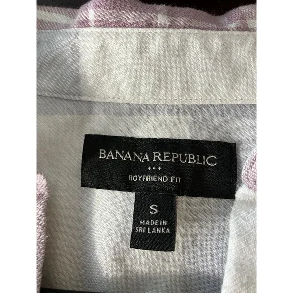 Banana Republic Boyfriend Fit Flannel Shirt Lilac/white Size Small - Picture 2 of 6